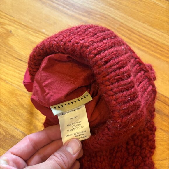 Pottery Barn Red Cable Knit Wool Blend Christmas Stocking – One Size - Picture 4 of 4
